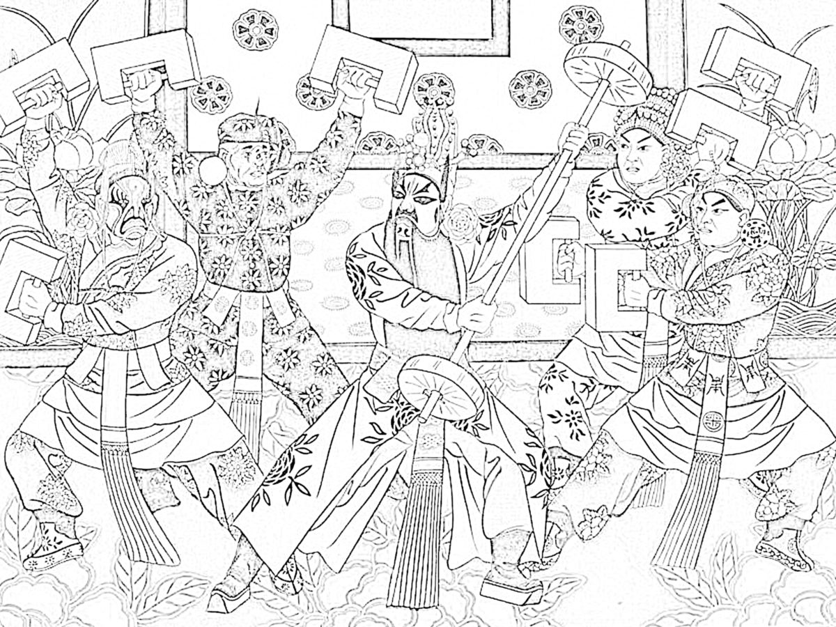 Chinese opera coloring page.