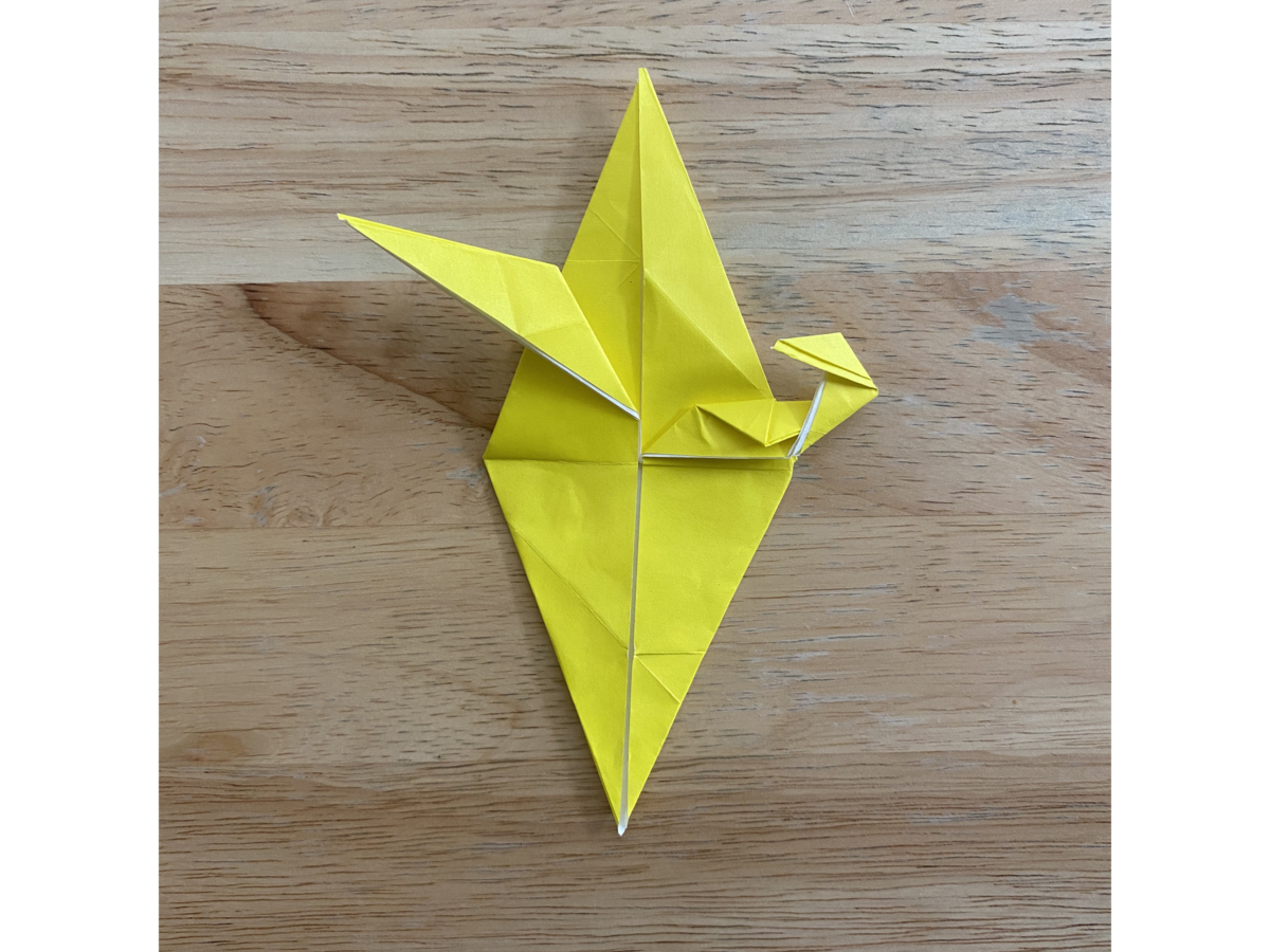 Detail view of an origami step.