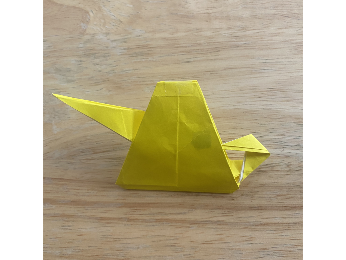 Detail view of an origami step.