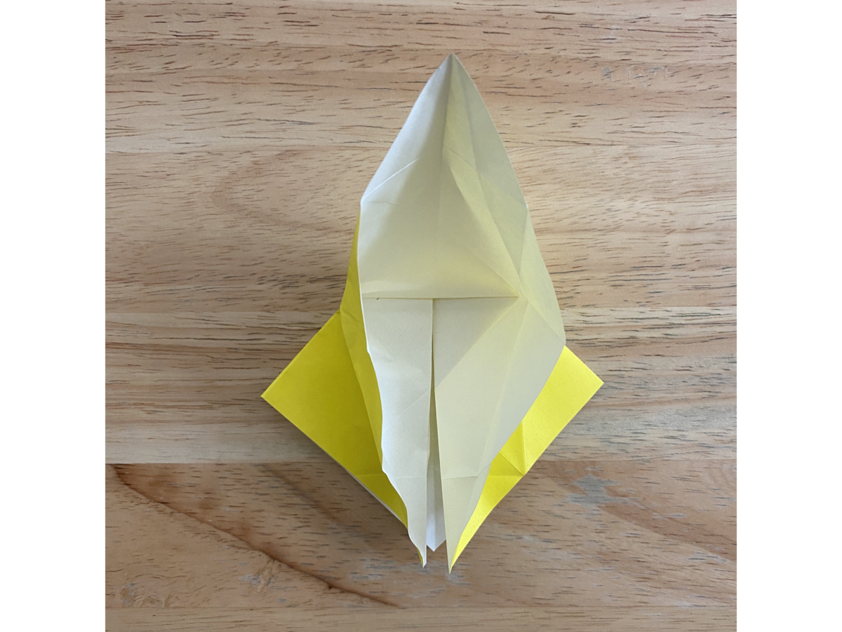 Detail view of an origami step.